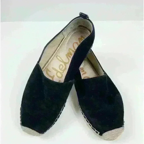 Sam Edelman Womens Carrin Platform Espadrille Slip-On Black Suede 8 Sandal Shoe - Picture 1 of 15